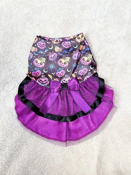 Vestido Para Pet: Vestido Preto E Roxo Halloween