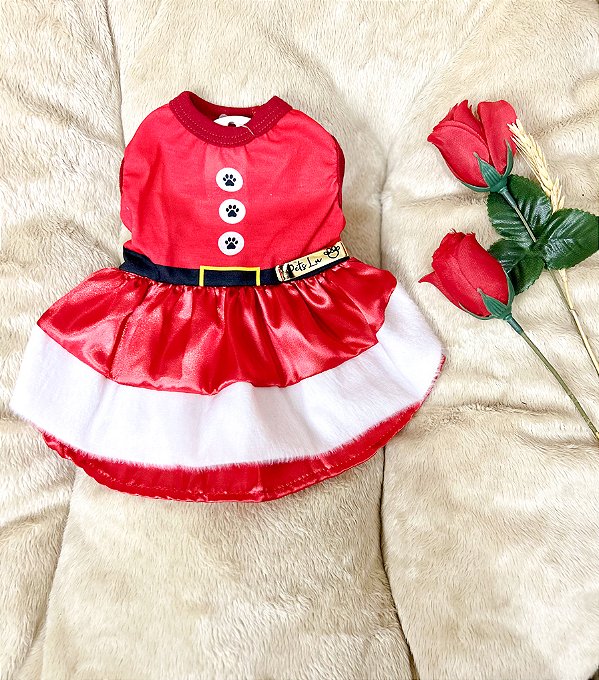 Roupa Pet - Vestido Mamãe Patinha - Mamãe Noel Pet Arts