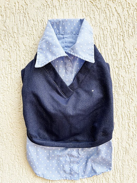 Camisa Pet - Camisa Estrelas Popy Azul Omd Oh My Dog (b181)