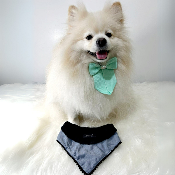 Bandana Pele Juca OMD OH MY DOG: Bandana Pet Jeans com Pele Azul Marinho