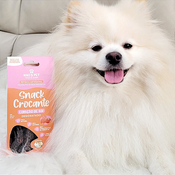 SNACK CROCANTE CORAÇÃO DE BOI DESIDRATADO Nino's Pet
