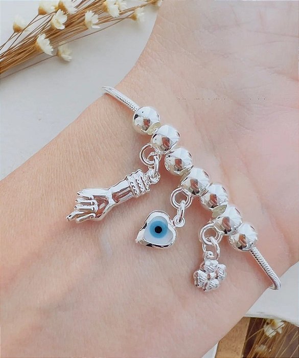 Pulseria Olho Grego Folheada à Prata