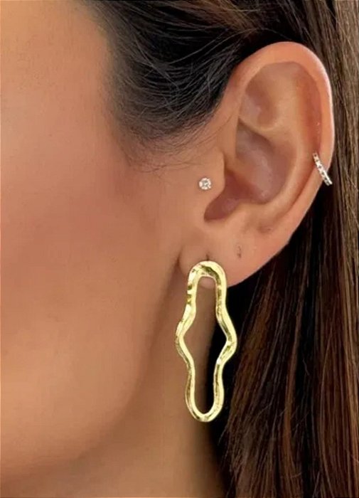 Brinco Vazado Folheado a Ouro