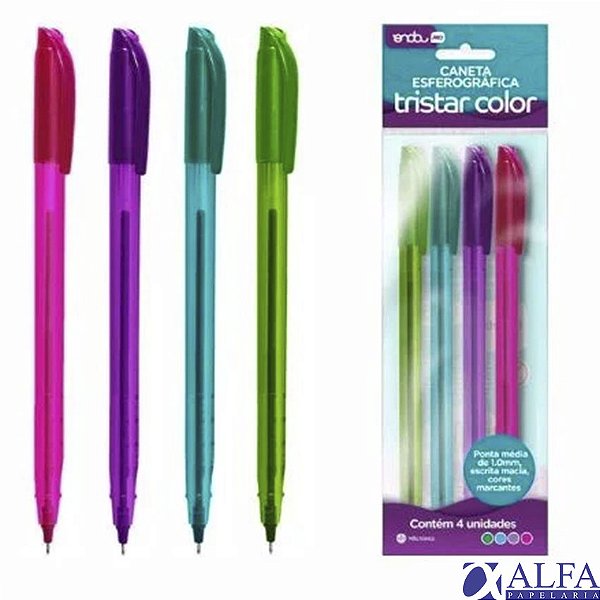 Kit 4 Canetas Tristar Color