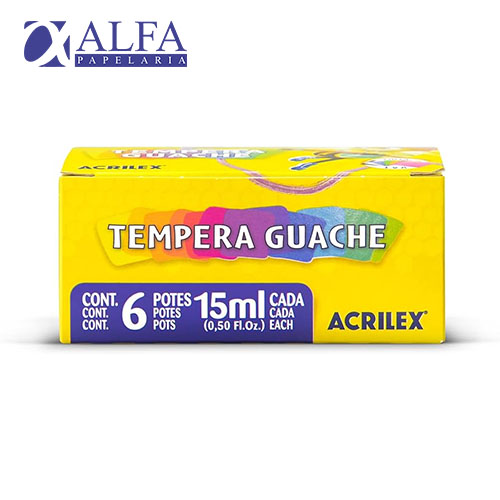 Tempera Guache 6 Cores 15 ml acrilex
