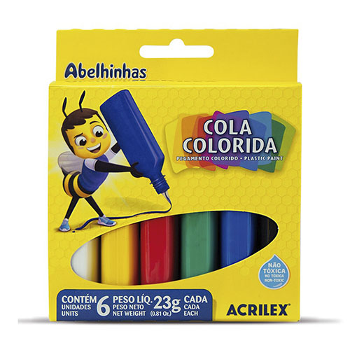 Cola colorida 6 Cores 23g cada  Acrilex