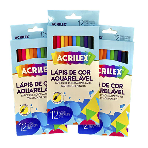 Lápis de Cor Aquarelável 12 Cores  + 1 pincel  Acrilex
