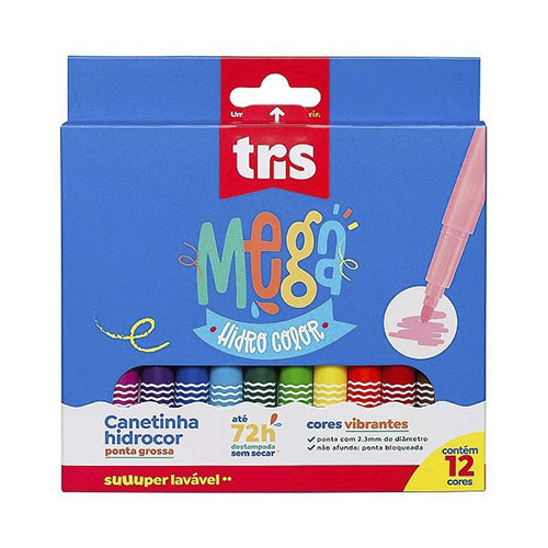 Canetinha Hidrocor Ponta Grossa  Tris 12 cores