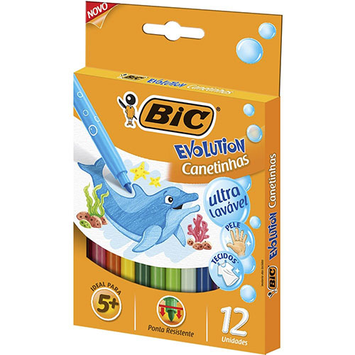 Canetinhas Bic Evolution 12 Cores