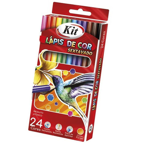 Lápis De Cor sextavado Kit 24cores