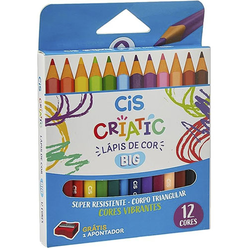 Lápis de Cor Big Cis 12 Cores Vibrantes