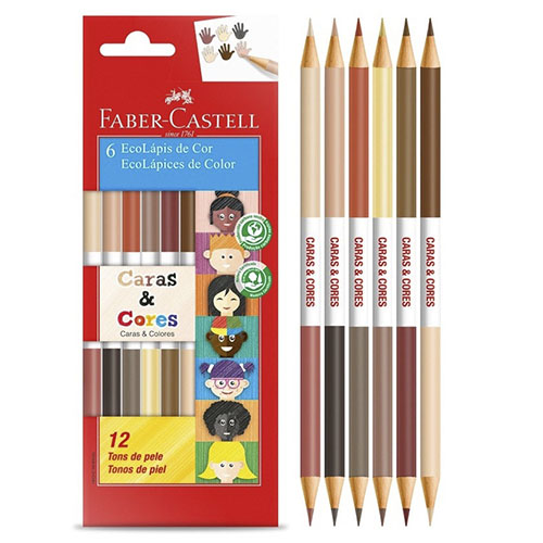 Lápis de Cor Tons de Pele 6 Eco Lápis 12 Tons de Pele  Faber Castell