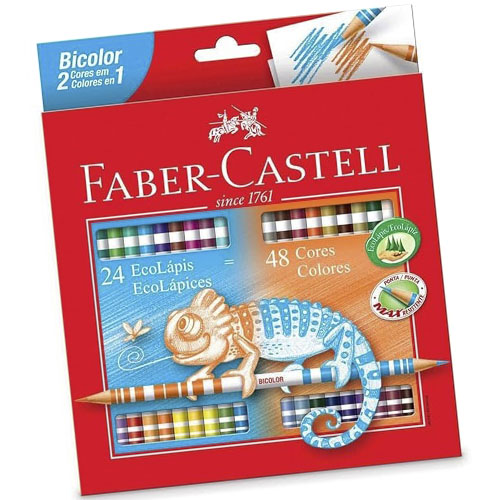 Lápis de Cor Ecolápis Bicolor 24 Lápis/48 Cores Faber Castell