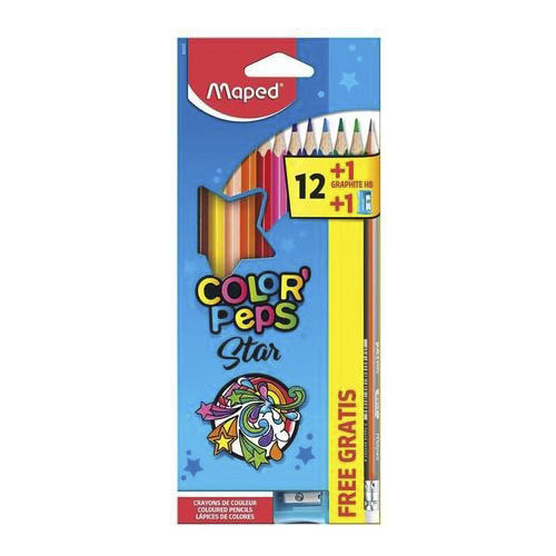 Lápis  de Cor Maped 12 cores + 1 Lápis +1Apontador Gratis