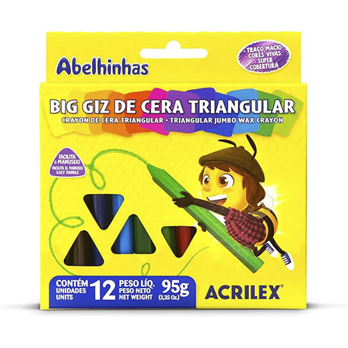 Bic Giz de Cera Triangular 12 cores Acrilex