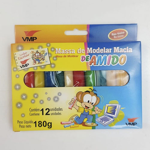 Massa de Modelar Macia de Amido  6 ou 12 cores Vmp