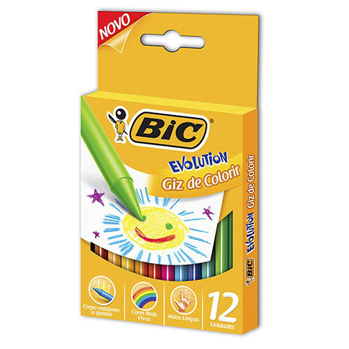 Giz de Cera 12 Cores Bic Evolution