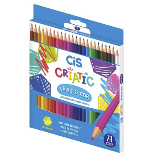 Lápis de cor CIS Criatic Sextavado 12 ou 24 cores