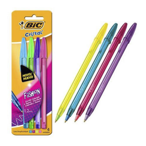 Caneta  Bic Cristal  Escrita Colorida 4 unidades