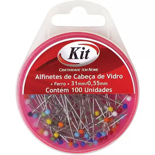 Alfinete cabeça de vidro  kit - 1unidade