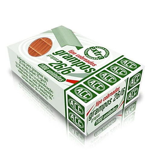 Grampos tipo cobreados 26/6 1000unidades ACC