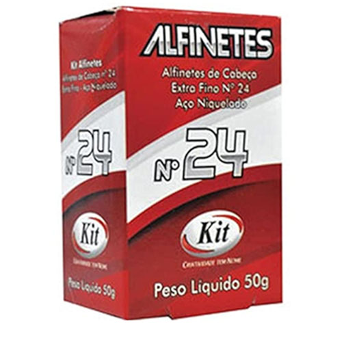 Alfinetes de Cabeça niquelado n°24 extra fino  kit