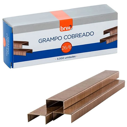 Grampo cobreado 26/6 5000 unidades brw