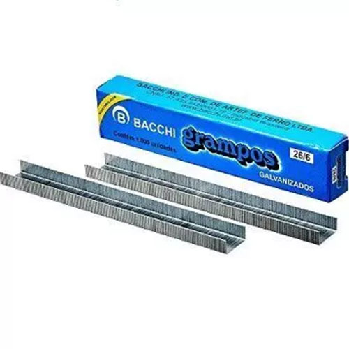 Grampos galvanizados 26/6 1000 unidades Bacchi