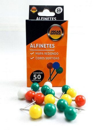 Caixa de alfinetes mapa redondo cores sortidas JocarOffice