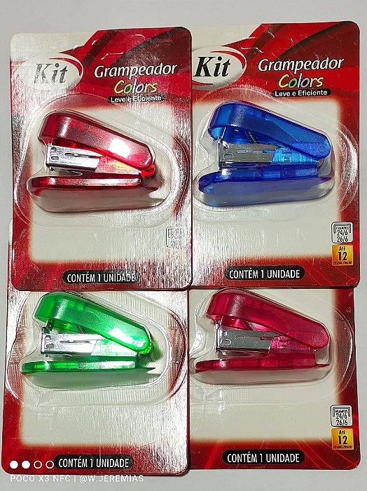 Grampeador Color - Leve e efeiciente - Kit
