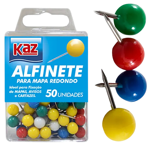 Alfinete com cabeça arredondado para mapa 8mm KAZ