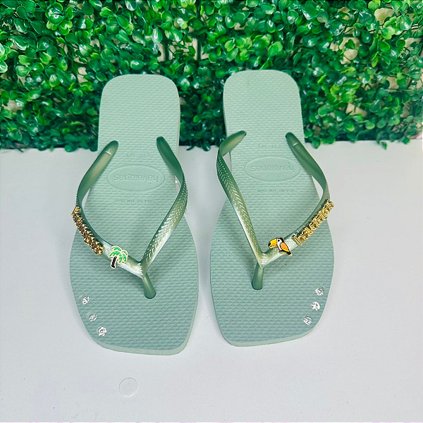 Chinelo Havaianas Decorado Square - Dourado Tropical