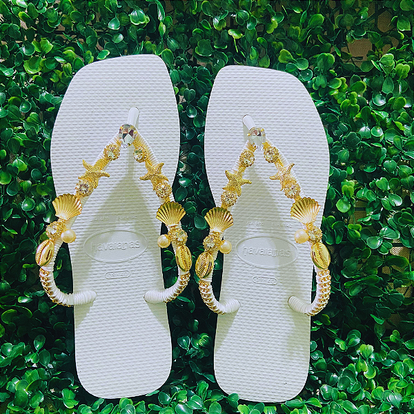 Chinelo Havaianas Decorado Square - Conchas de Luxo