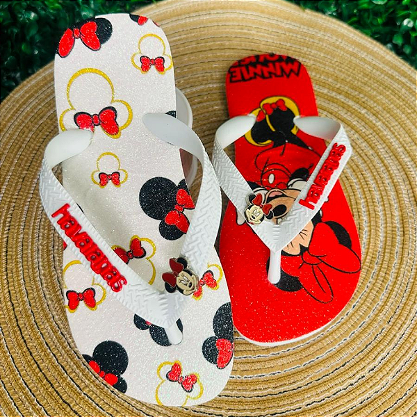 Chinelo Havaianas Decorado Top Infantil - Minnie Mouse