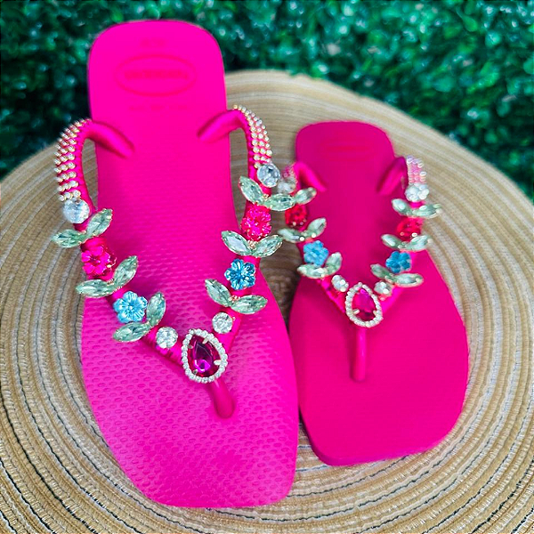 Chinelo Havaianas Decorado Square - Rosa Luxo