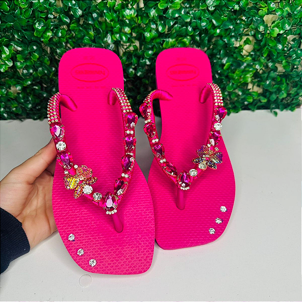 Chinelo Havaianas Decorado Square - Rosa Rubi