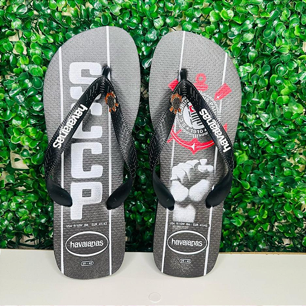 Chinelo Havaianas - Corinthians Preto e Branco