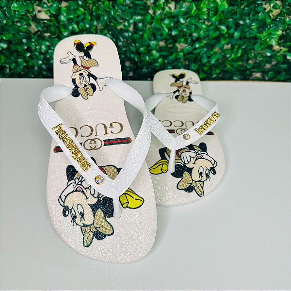 Chinelo Havaianas Decorado Top - Minnie Gucci