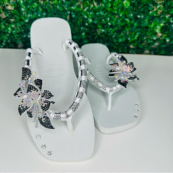 Chinelo Havaianas Decorado Square - Branco de Luxo