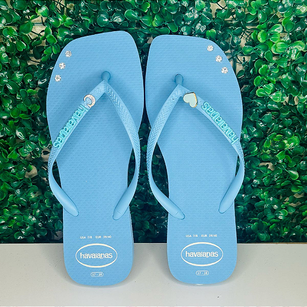 Chinelo Havaianas Square Personalizada - Blue Heart