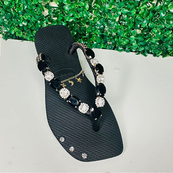 Chinelo Havaianas Decorado Square - Black Estrelar