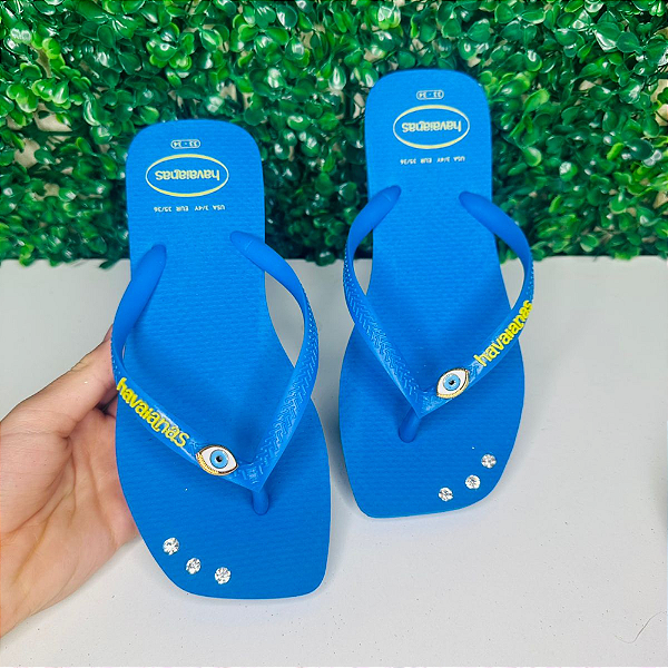 Chinelo Havaianas Decorado Square - Proteção azul