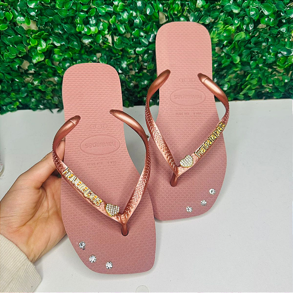 Chinelo Havaianas Decorado Square - Coração