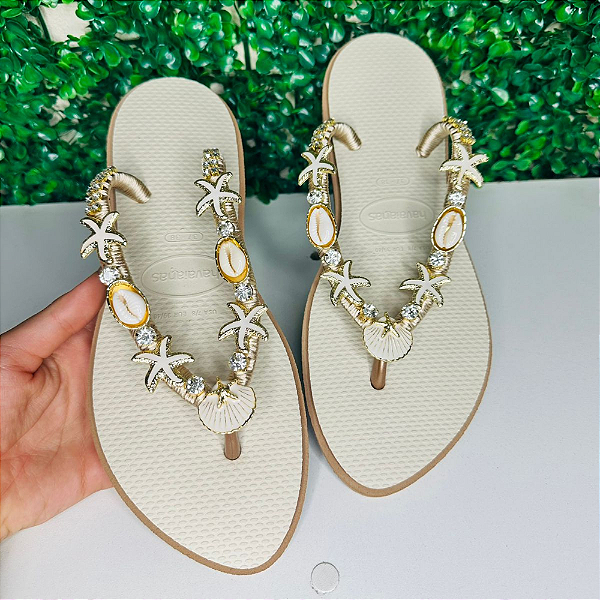 Chinelo Havaianas Decorado Slim - Conchas Do Mar