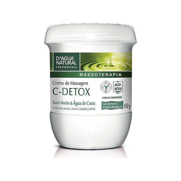 Creme De Massagem Profissional C-Detox D'Agua Natural 650G