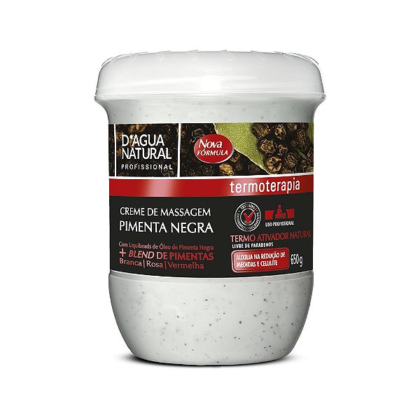 Creme De Massagem Pimenta Negra 650G D'Agua Natural