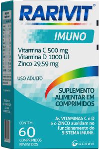 Rarivit Imuno 30 Cp Vit C+Vit D+ Zinco Globo