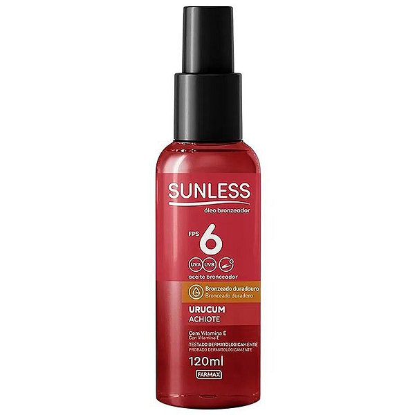 Oleo Bronzeador Urucum Fps 6 Sunless 120 Ml Farmax