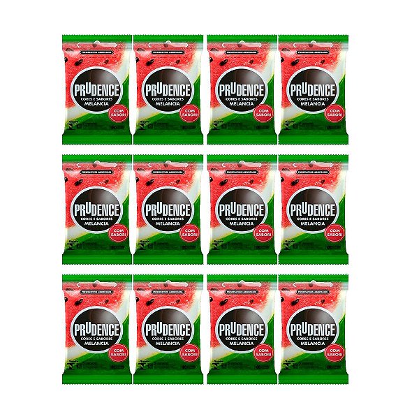 Kit C/ 12 Pacotes Preservativo Prudence Cs Melancia