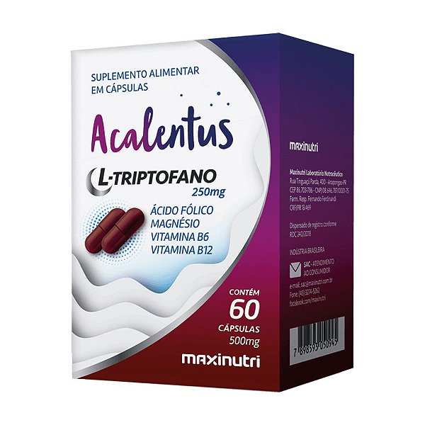 Acalentus L – Triptofano 250Mg 60 Cápsulas Maxinutri
